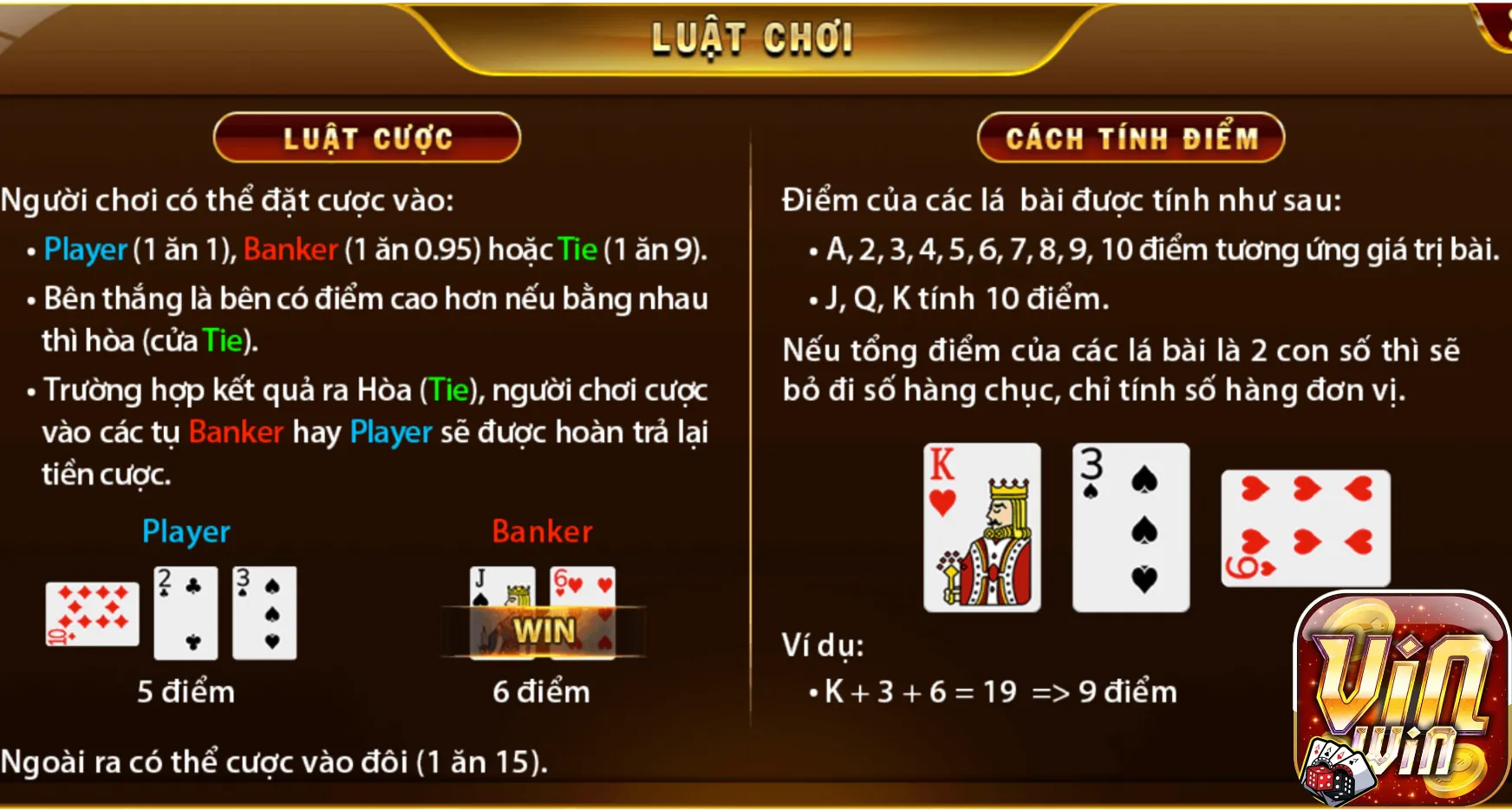 Hướng dẫn chơi Baccarat Vinwin trọn bộ